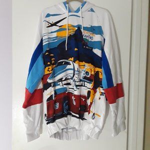 ~Born Fly~ Men's White Hoodie w/ Colorful Graphics